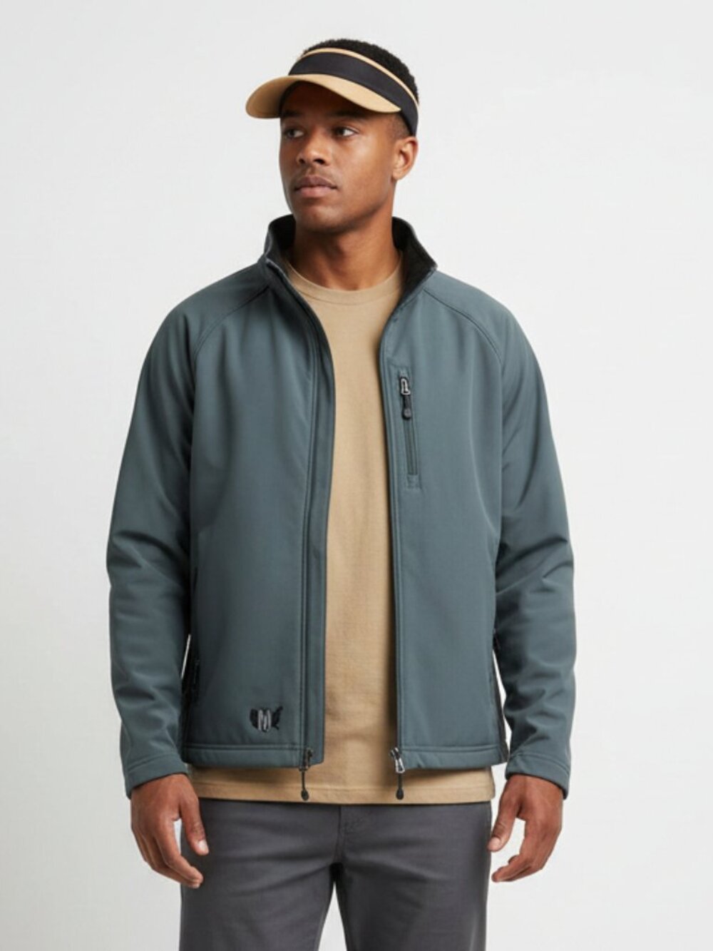 Landway Gray Men's Long Sleeve Soft Shell Zip Up Jacket XL